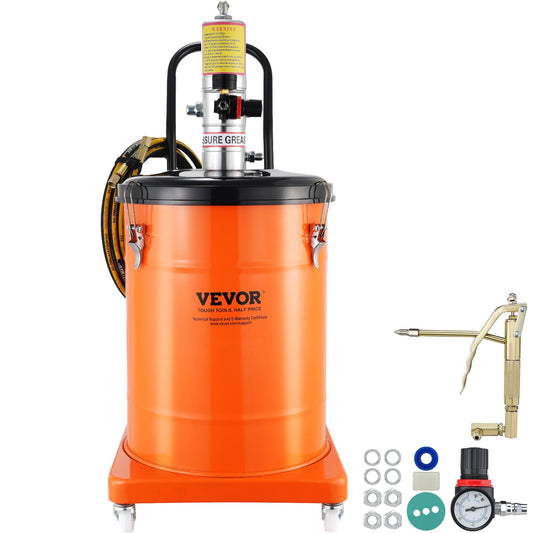 Grease Pump, 10.5 Gallon 40L Air Powered Grease Pump with 13 Feet High Pressure Hose and Grease Gun, Pneumatic Grease Bucket Pump with Wheels, Portable Grease Pump 50:1 Pressure Ratio