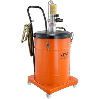 Grease Pump, 10.5 Gallon 40L Air Powered Grease Pump with 13 Feet High Pressure Hose and Grease Gun, Pneumatic Grease Bucket Pump with Wheels, Portable Grease Pump 50:1 Pressure Ratio