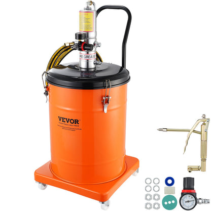 Grease Pump, 10.5 Gallon 40L Air Powered Grease Pump with 13 Feet High Pressure Hose and Grease Gun, Pneumatic Grease Bucket Pump with Wheels, Portable Grease Pump 50:1 Pressure Ratio