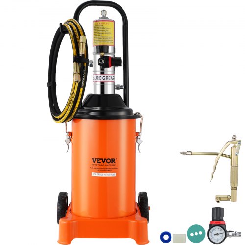Grease Pump, 3 Gallon 12L, Air Operated Grease Pump with 13 ft High Pressure Hose and Grease Gun, Pneumatic Grease Bucket Pump with Wheels, Portable Lubrication Grease Pump 50:1 Pressure Ratio