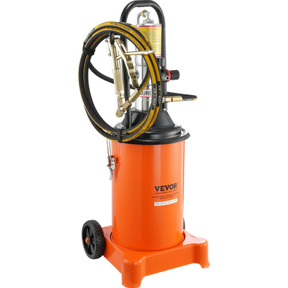 Grease Pump, 3 Gallon 12L, Air Operated Grease Pump with 13 ft High Pressure Hose and Grease Gun, Pneumatic Grease Bucket Pump with Wheels, Portable Lubrication Grease Pump 50:1 Pressure Ratio