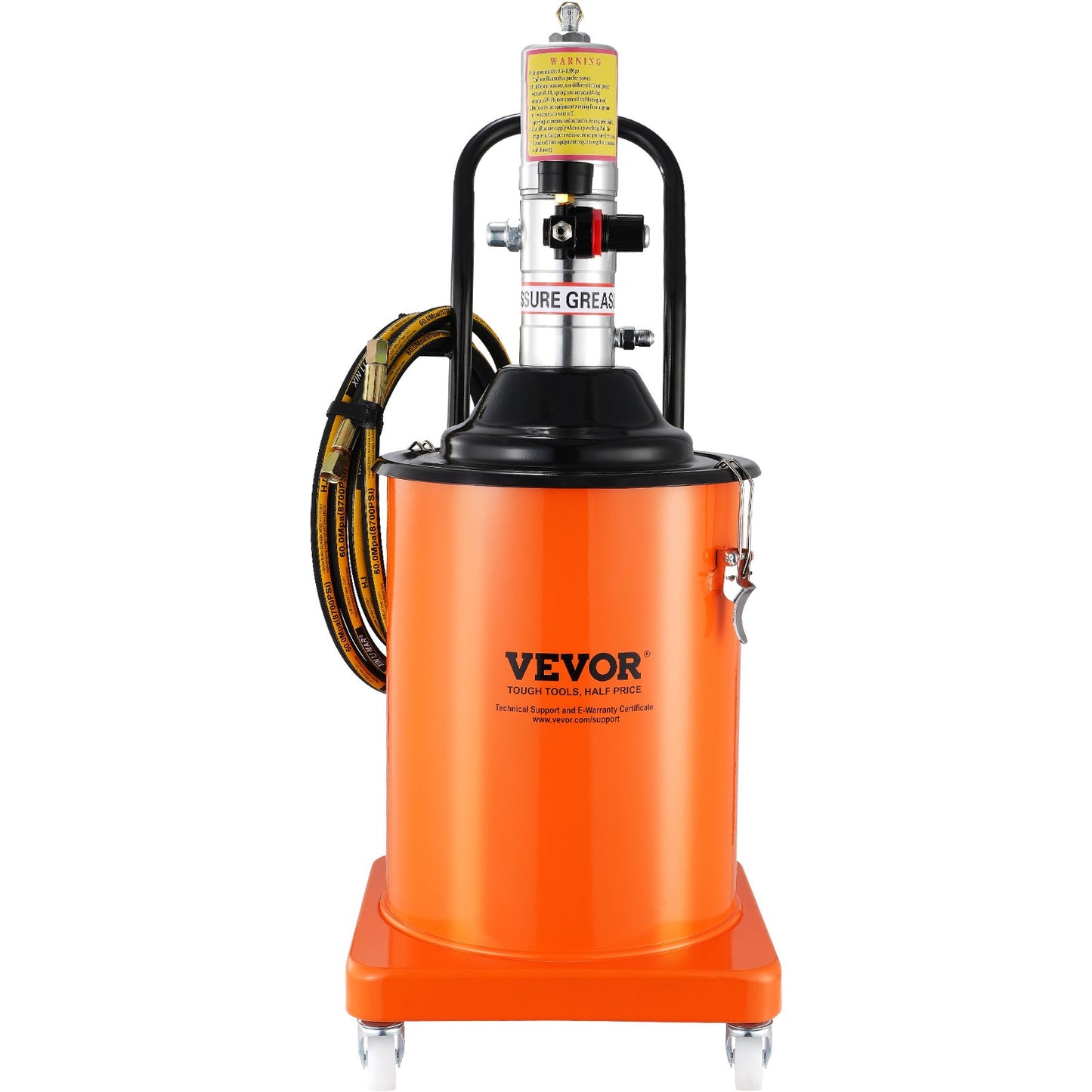 Grease Pump, 5 Gallon 20L, Air Powered Grease Pump with 13 Feet High Pressure Hose and Grease Gun, Pneumatic Grease Bucket Pump with Wheels, Portable Grease Pump 50:1 Pressure Ratio