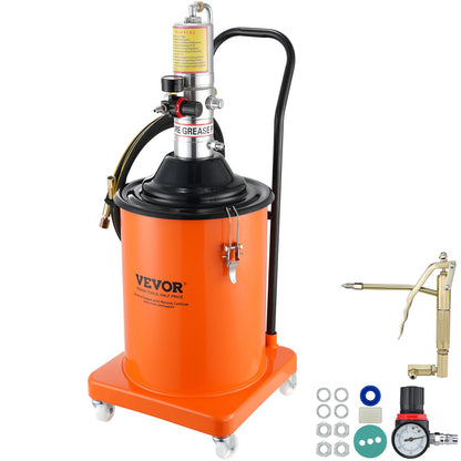 Grease Pump, 5 Gallon 20L, Air Powered Grease Pump with 13 Feet High Pressure Hose and Grease Gun, Pneumatic Grease Bucket Pump with Wheels, Portable Grease Pump 50:1 Pressure Ratio