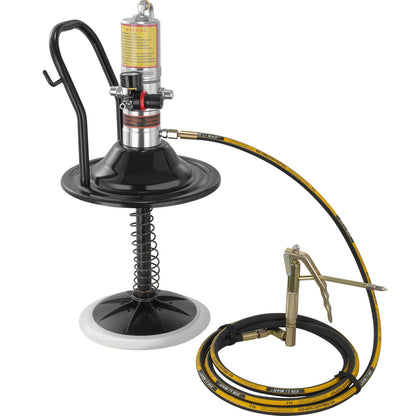 Grease Pump, 50:1 Pressure Ratio Air Powered Grease Pump with 13 Feet High Pressure Hose and Grease Gun, Pneumatic Grease Pump with Cylinder Cap, Portable Lubricating Grease Pump 360° Gun Head
