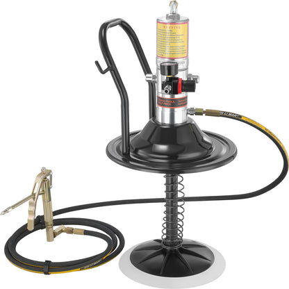 Grease Pump, 50:1 Pressure Ratio Air Powered Grease Pump with 13 Feet High Pressure Hose and Grease Gun, Pneumatic Grease Pump with Cylinder Cap, Portable Lubricating Grease Pump 360° Gun Head