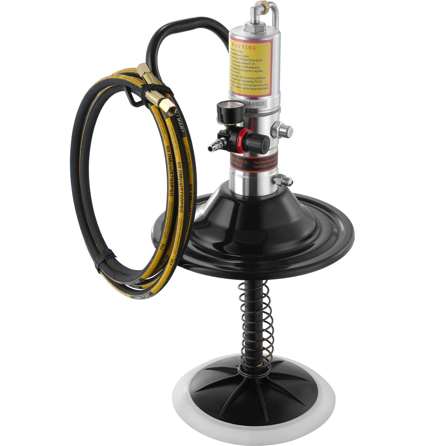 Grease Pump, 50:1 Pressure Ratio Air Powered Grease Pump with 13 Feet High Pressure Hose and Grease Gun, Pneumatic Grease Pump with Cylinder Cap, Portable Lubricating Grease Pump 360° Gun Head