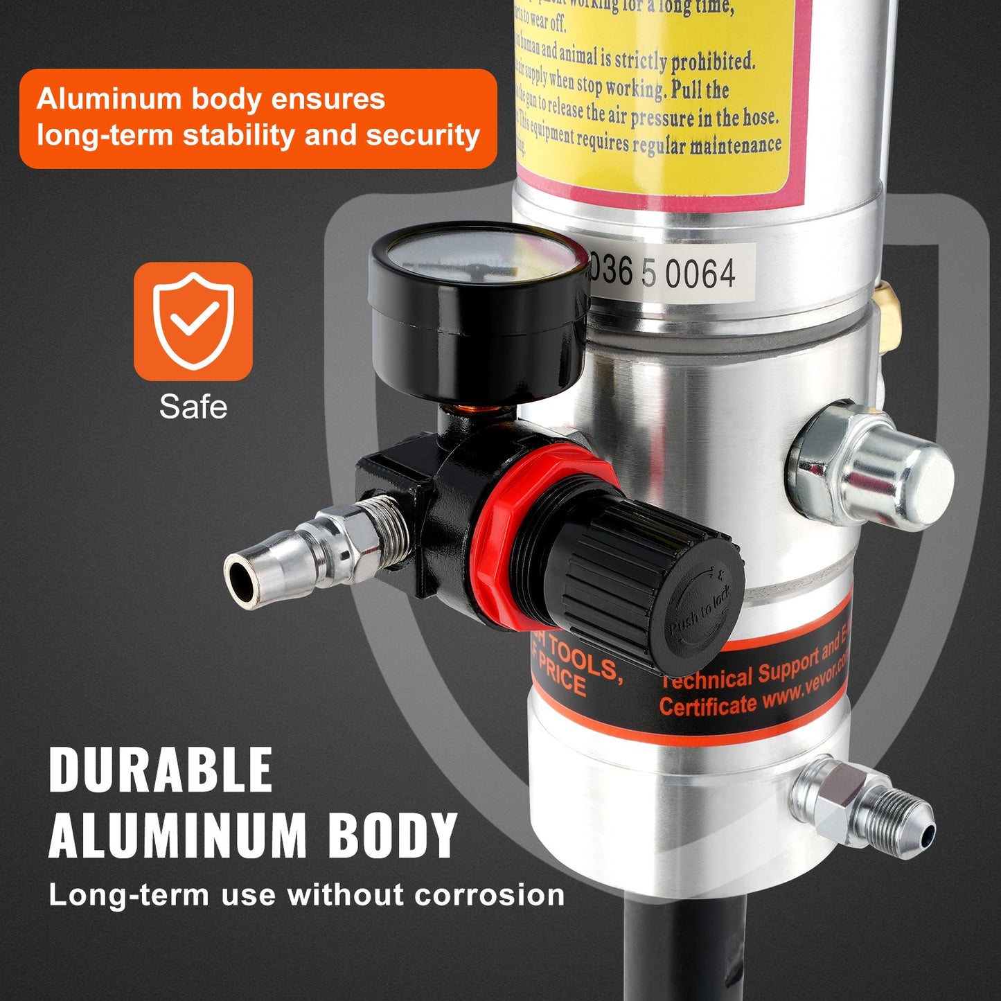 Grease Pump, 50:1 Pressure Ratio Air Powered Grease Pump with 13 Feet High Pressure Hose and Grease Gun, Pneumatic Grease Pump, Portable Lubricating Grease Pump with 360° Swivel Grease Gun Head