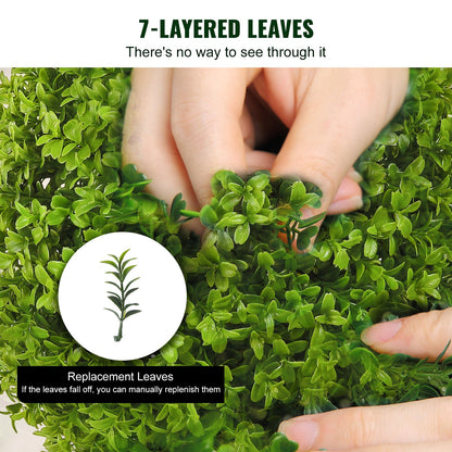 Konstgjorda topiaries buxbomsträd, 24 tum höga (2 stycken), kulformade faux topiaries växt med planteringar, grön feaux planta med utbytbara löv och port för dekorativ inomhus/utomhus/trädgård