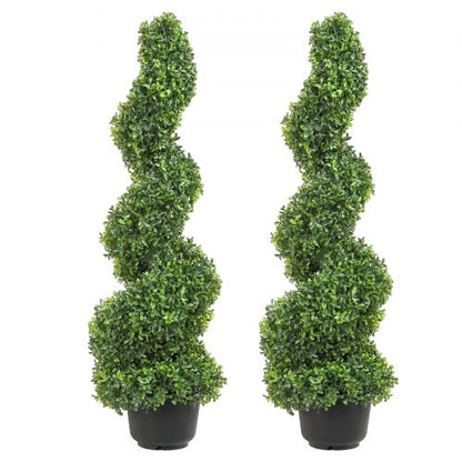 2 pcs. Artificial Boxwood Tower Topiary Spiral Artificial Plant 91cm high Decorative Plant Green Plastic PE Iron Topiary Plants incl. 10 pcs. Replacement Leaves