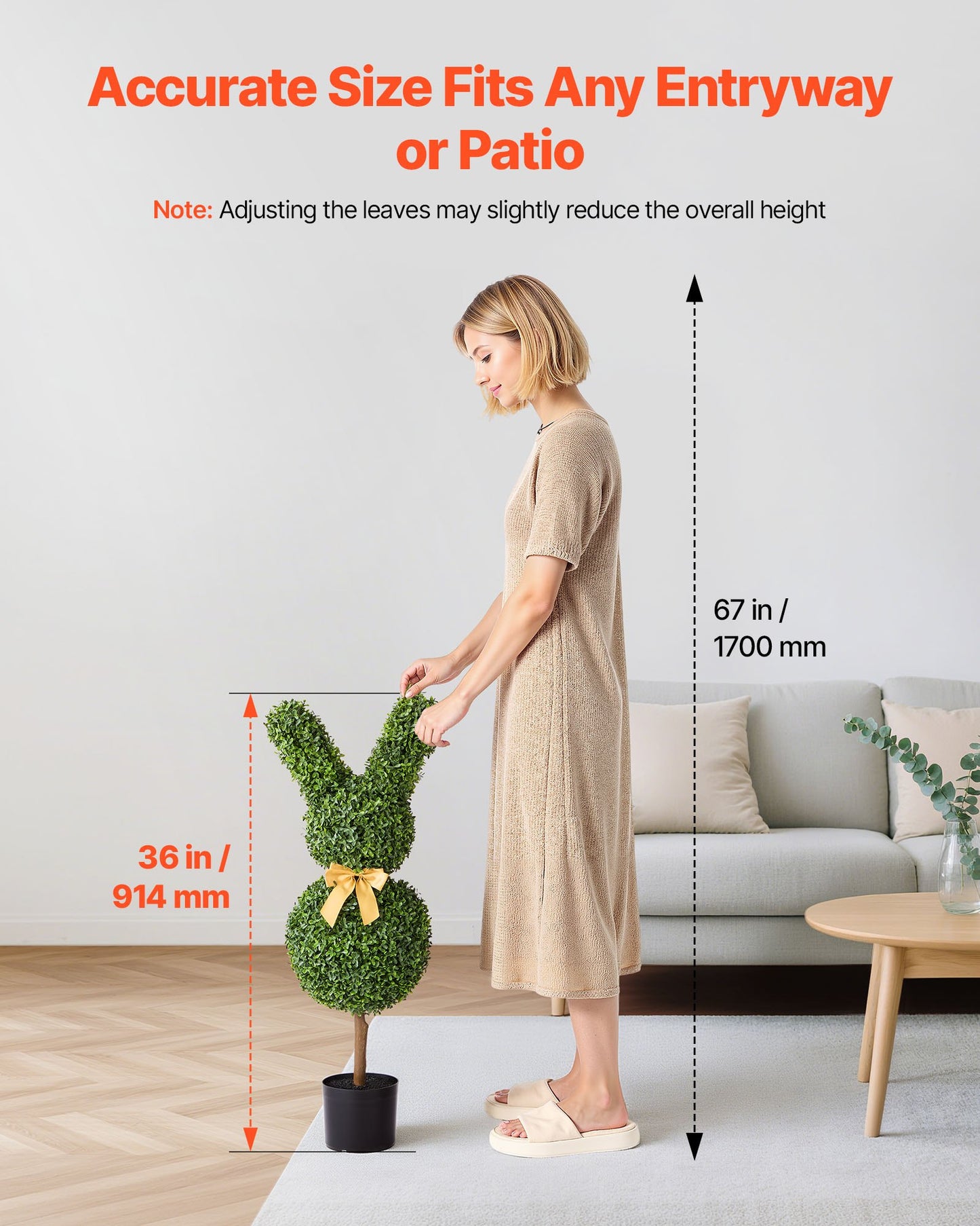 Artificial Topiary Bunny-Shape Boxwood Ball, 2 Set 36 inch Faux Boxwood Plant Balls, Fake Silk Tree Look Real, Easy Assembly for Decor Front Porch Outdoor Patio Garden Balcony Backyard Indoor