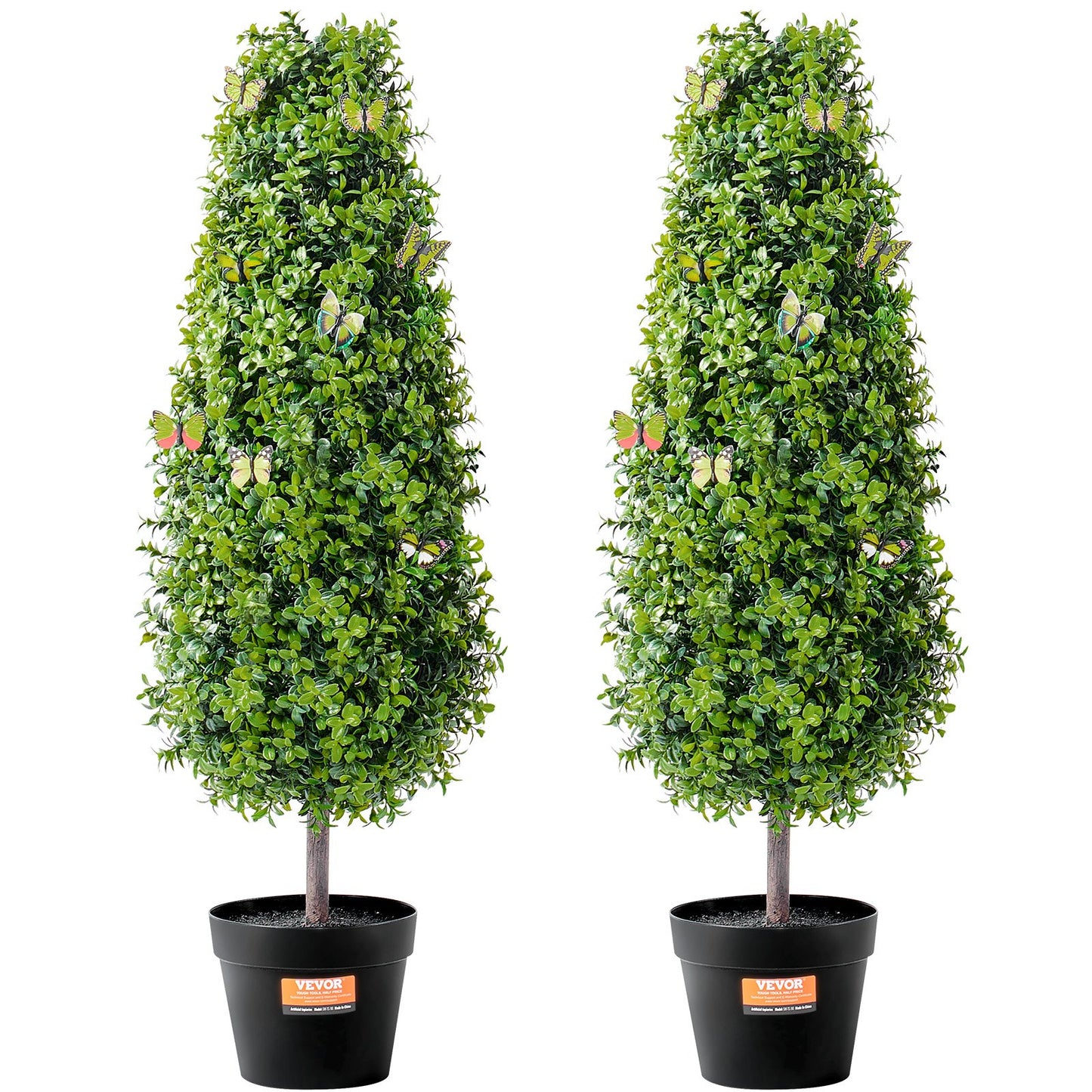 2-pack 3' konstgjord buxbom Topiary Tree Faux Plant UV-dekor inom/utomhus