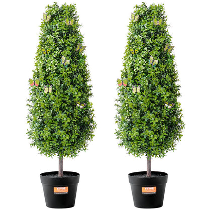 2-pack 3' konstgjord buxbom Topiary Tree Faux Plant UV-dekor inom/utomhus