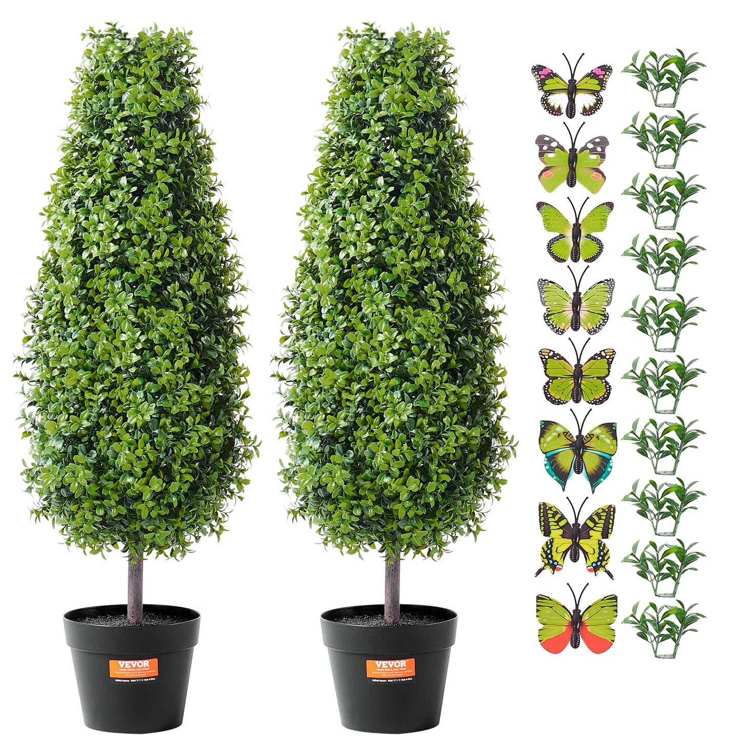 2-pack 3' konstgjord buxbom Topiary Tree Faux Plant UV-dekor inom/utomhus