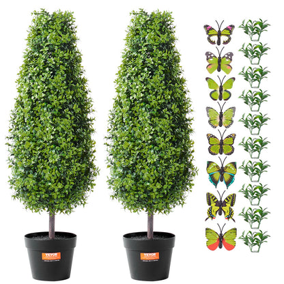 2-pack 3' konstgjord buxbom Topiary Tree Faux Plant UV-dekor inom/utomhus