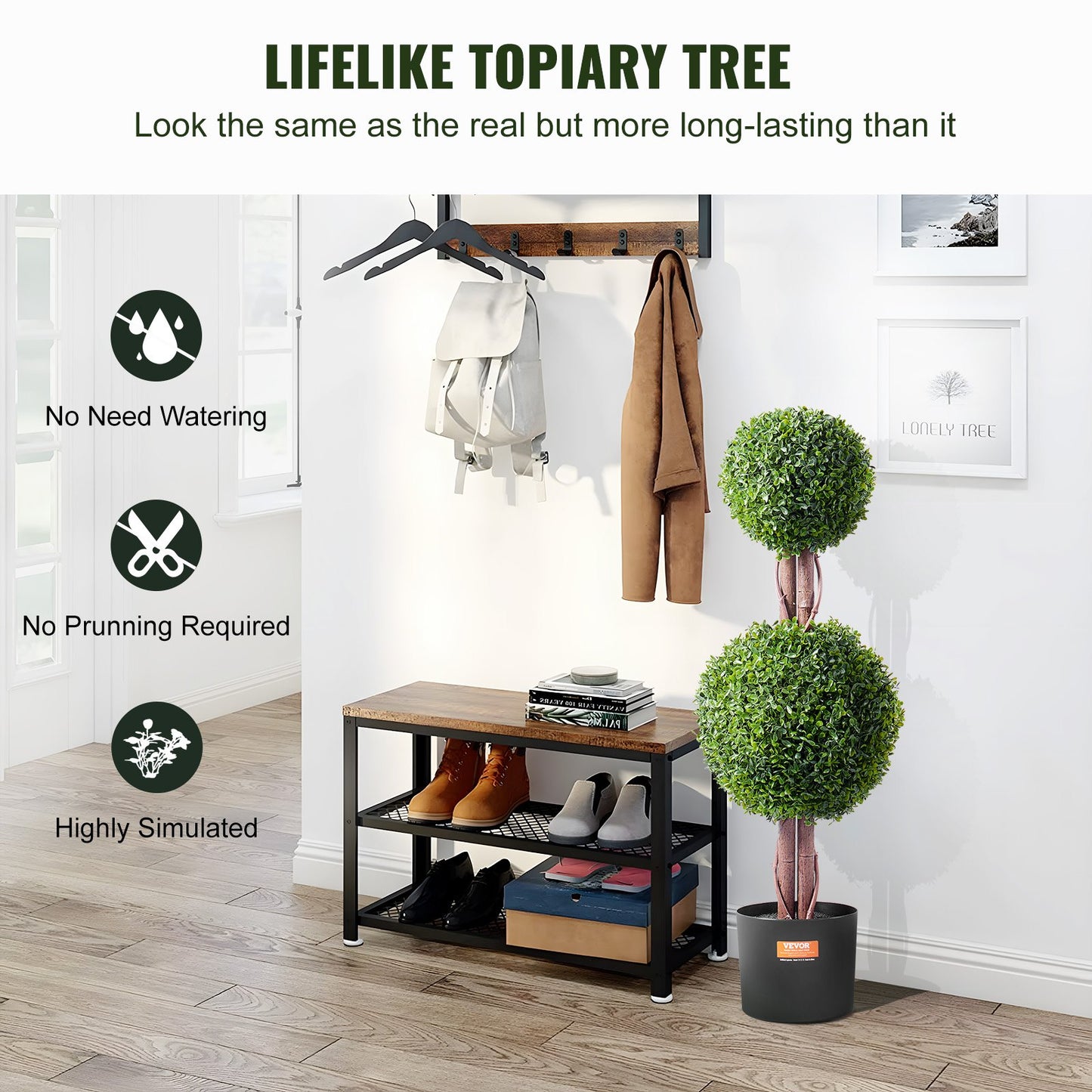 2-pack 3' konstgjord buxbom Topiary Tree Faux Plant UV-dekor inom/utomhus