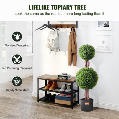 2-pack 3' konstgjord buxbom Topiary Tree Faux Plant UV-dekor inom/utomhus