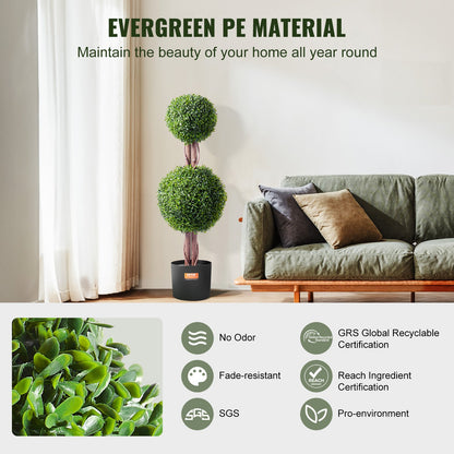 2-pack 3' konstgjord buxbom Topiary Tree Faux Plant UV-dekor inom/utomhus