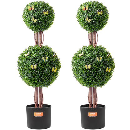 2-pack 3' konstgjord buxbom Topiary Tree Faux Plant UV-dekor inom/utomhus