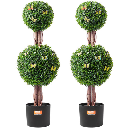2-pack 3' konstgjord buxbom Topiary Tree Faux Plant UV-dekor inom/utomhus