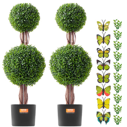 2-pack 3' konstgjord buxbom Topiary Tree Faux Plant UV-dekor inom/utomhus