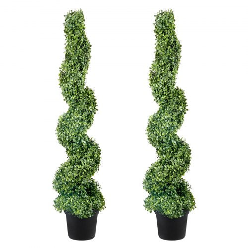 2 pcs. Artificial Boxwood Tower Topiary Spiral Artificial Plant 122cm high Decorative Plant Green Plastic PE Iron Topiary Plants incl. 10 pcs. Replacement Leaves