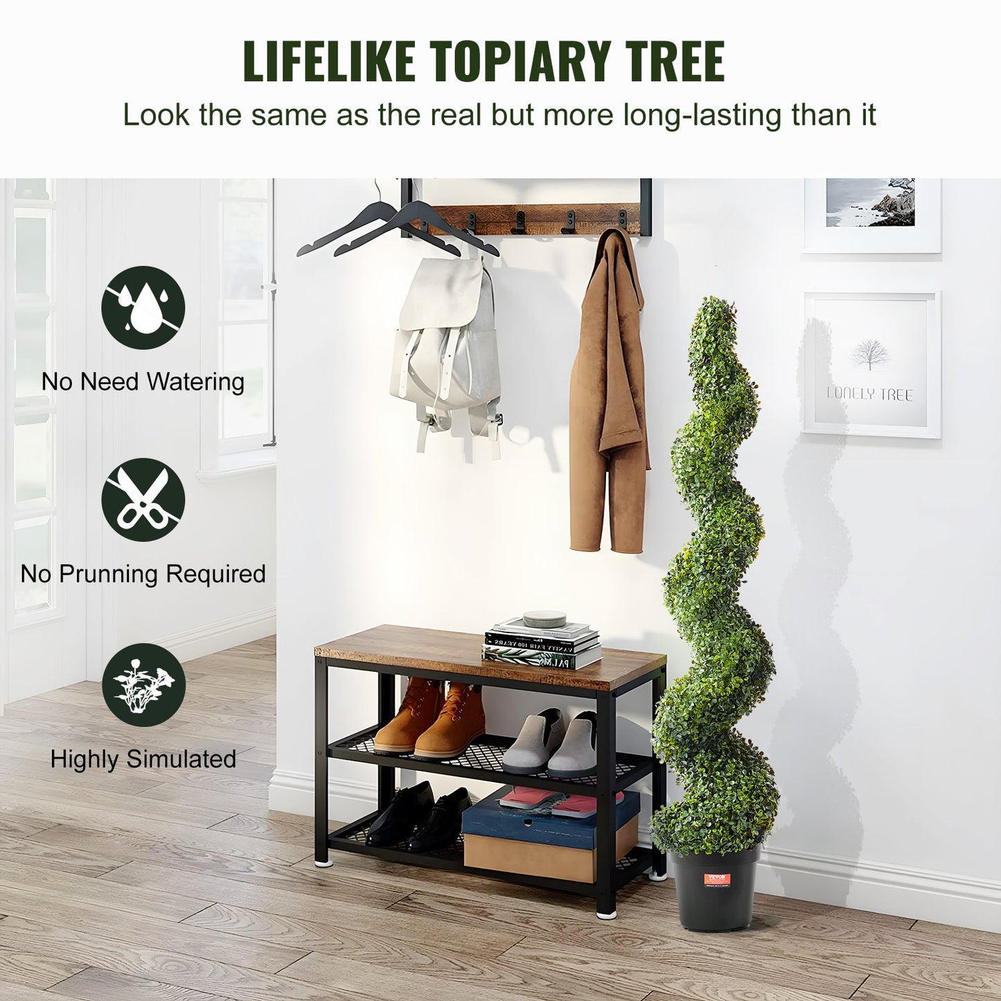 2-pack 5' konstgjord buxbom Topiary Tree Faux Plant UV-dekor inom/utomhus
