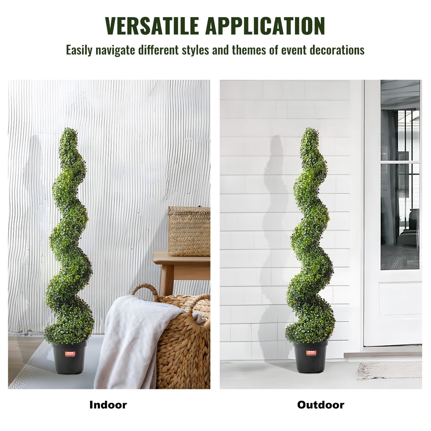 2-pack 5' konstgjord buxbom Topiary Tree Faux Plant UV-dekor inom/utomhus