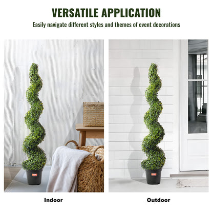 2-pack 5' konstgjord buxbom Topiary Tree Faux Plant UV-dekor inom/utomhus