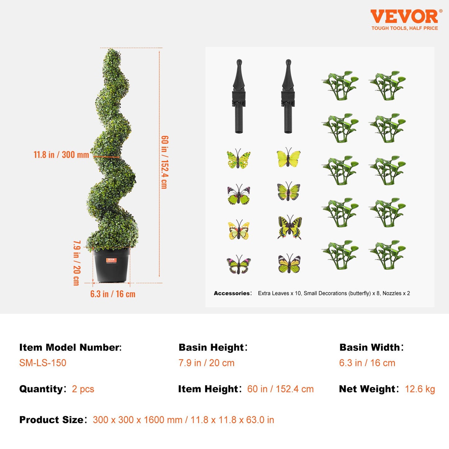 2-pack 5' konstgjord buxbom Topiary Tree Faux Plant UV-dekor inom/utomhus