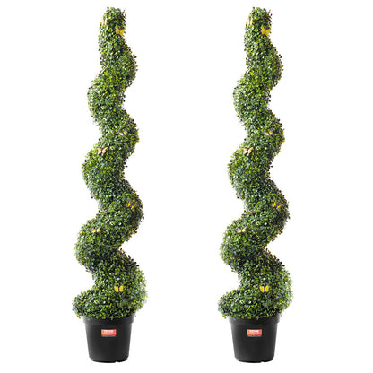 2-pack 5' konstgjord buxbom Topiary Tree Faux Plant UV-dekor inom/utomhus