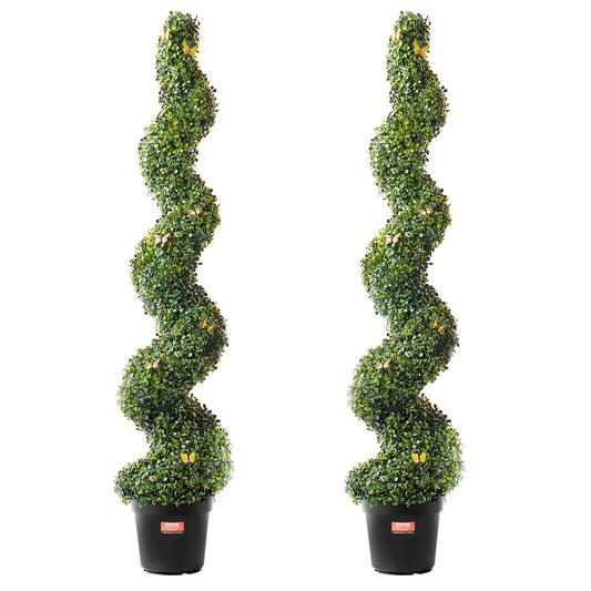 2-pack 5' konstgjord buxbom Topiary Tree Faux Plant UV-dekor inom/utomhus