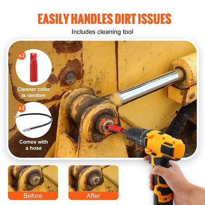 Grease Gun Coupler 2 PCS, 10000 PSI High Pressure, 3-Jaw Locking, Quick Release Grease Gun Tip with Hose/Zerk Fittings Cleaner/Leak-Proof Cap, Compatible with All Grease Guns 1/8" NPT Fittings