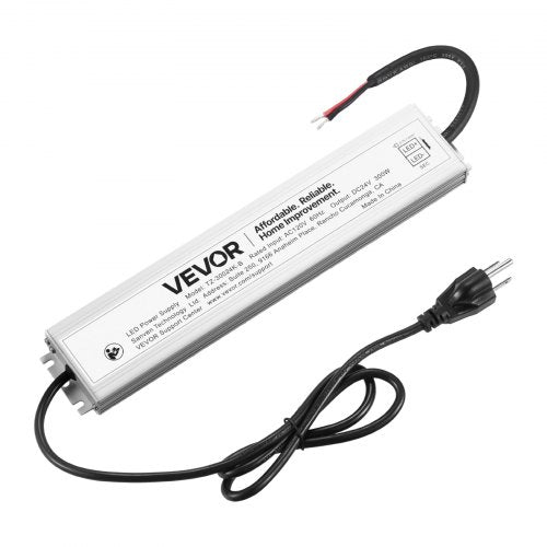 LED Driver 300 Watts, 24V DC, Waterproof IP67 Low Voltage Power Supply Transformer, AC to DC Converter with Plug, Aluminum Alloy Housing, Easy Installation, for Indoor Outdoor LED Strip Lights