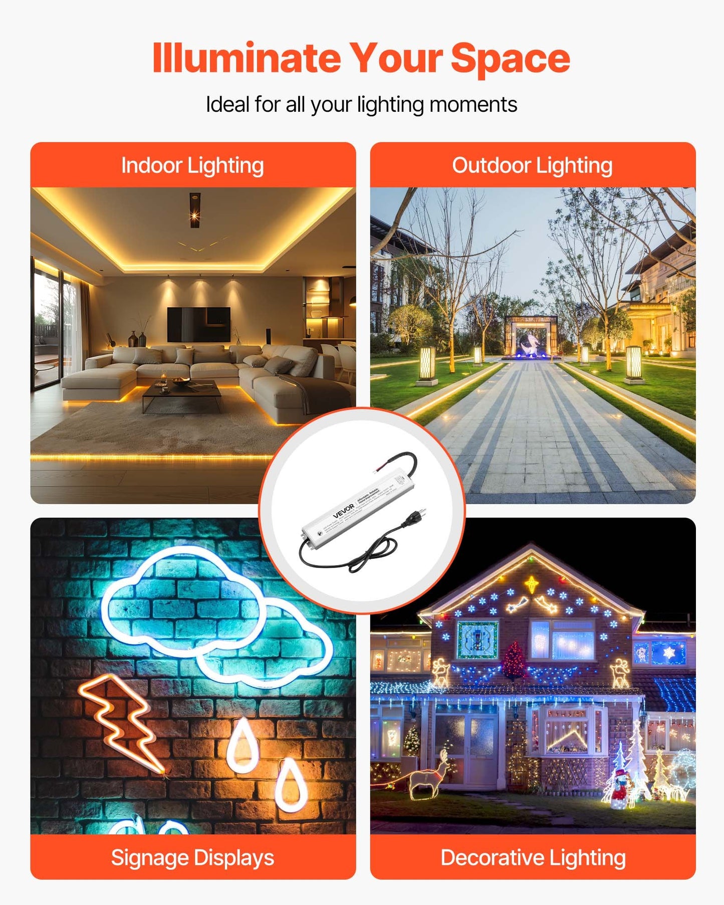 LED Driver 300 Watts, 24V DC, Waterproof IP67 Low Voltage Power Supply Transformer, AC to DC Converter with Plug, Aluminum Alloy Housing, Easy Installation, for Indoor Outdoor LED Strip Lights