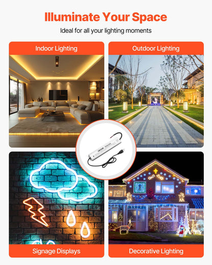 LED Driver 300 Watts, 24V DC, Waterproof IP67 Low Voltage Power Supply Transformer, AC to DC Converter with Plug, Aluminum Alloy Housing, Easy Installation, for Indoor Outdoor LED Strip Lights
