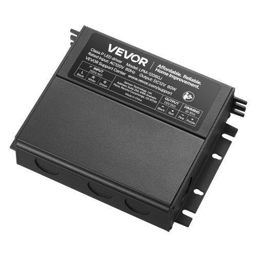 60W Dimmable LED Driver, 12V, Triac/ELV/MLV AC to DC Power Supply Transformer for LED Strip Light, Smooth Flicker-Free Dimming, Constant Voltage, Compatible with Lutron and Leviton Dimmer Switch