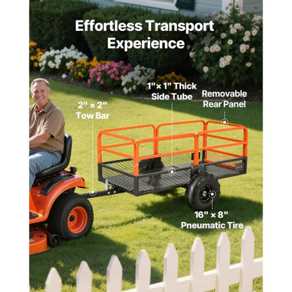 Kipper 1600 lbs 22 cu. ft. gezogen hinter Stahl-Gartenwagen