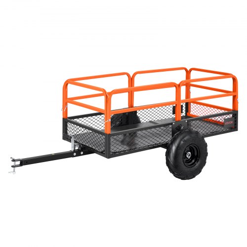 Garden Utility Trailer, 22 Cu. Ft. & 1600lbs, ATV UTV Trailer, Tow Behind Steel Dump Trailers, Removable Rear Panel, Heavy Duty Pull Behind Yard Trailers for Lawn Mower Tractor Garden Waste