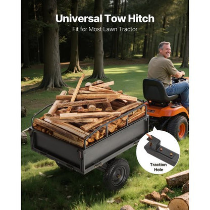 ståltippvagn 10 kubikfot 500 lb för ATV/UTV-släpvagn bakom kraftiga fordon