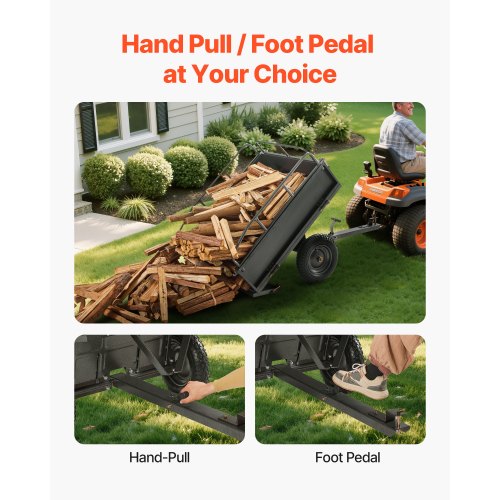 ståltippvagn 10 kubikfot 500 lb för ATV/UTV-släpvagn bakom kraftiga fordon