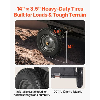 ståltippvagn 10 kubikfot 500 lb för ATV/UTV-släpvagn bakom kraftiga fordon