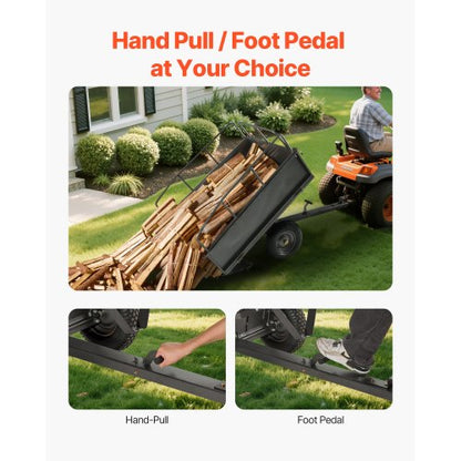 steel dump trailer 17 cubic feet 600 lb for ATV/UTV trailer behind heavy load