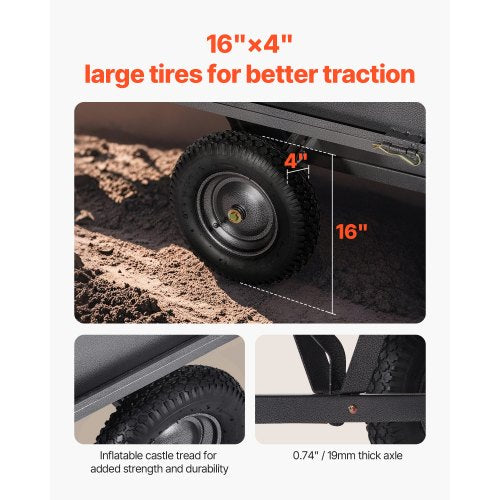 steel dump trailer 17 cubic feet 600 lb for ATV/UTV trailer behind heavy load