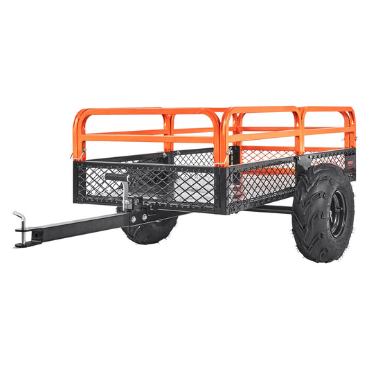 Heavy Duty Steel ATV Dump Trailer, 1500-pund lastkapacitet 15 Kubikfot, Bogsering bakom Dump Cart Trädgårdsvagn, med avtagbara sidor och 2 däck, för gräsklippare, traktorer, ATV, UTV