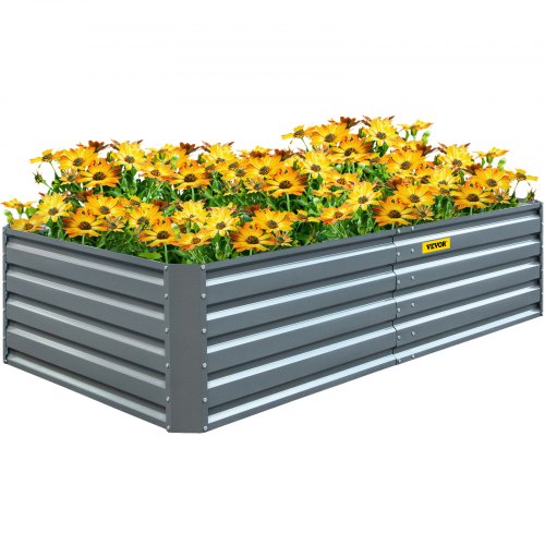 Galvanized Raised Garden Bed, 80\" x 40\" x 19\" Metal Planter Box, Gray Steel Plant Raised Garden Bed Kit, Planter Boxes Outdoor for Growing Vegetables,Flowers,Fruits,Herbs,and Succulents
