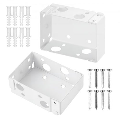 Box Mounting Brackets, 2 Pcs, Box Blind Bracket for Window Blinds, Fit for 1.5 x 2.25 inch Headrails, with Self-Tapping Screws and Expansion Tubes, Sturdy Iron, for Blinds Installation, White