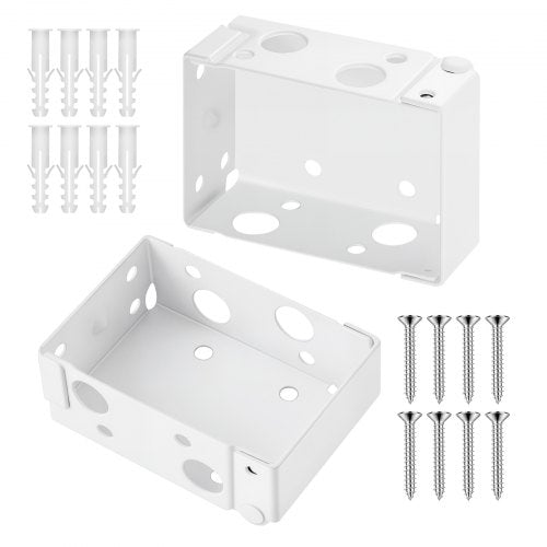 Box Mounting Brackets, 2 Pcs, Box Blind Bracket for Window Blinds, Fit for 1.5 x 2.25 inch Headrails, with Self-Tapping Screws and Expansion Tubes, Sturdy Iron, for Blinds Installation, White