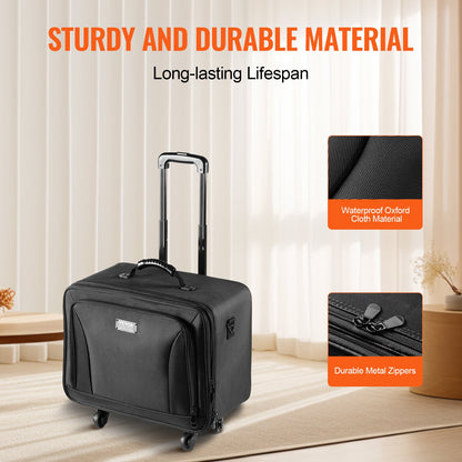 Rollbarer Make-up-Koffer mit großem Stauraum, 3 Ebenen, bequem zu tragen mit Griff, Rädern, Riemen, professionelle Make-up-Aufbewahrungsbox, Make-up-Halter, wasserdichtes Oxford-Gewebe, Schwarz