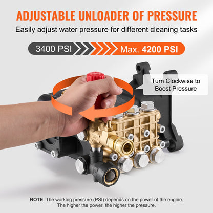 Pressure Washer Pump, 1" Shaft Horizontal Triplex Plunger, 4200 PSI, 4.2GPM, Replacement Power Washer Pumps Kit with 5 Nozzles, Compatible with Simpson MorFlex 40224, 40225, 40226, Santoprene