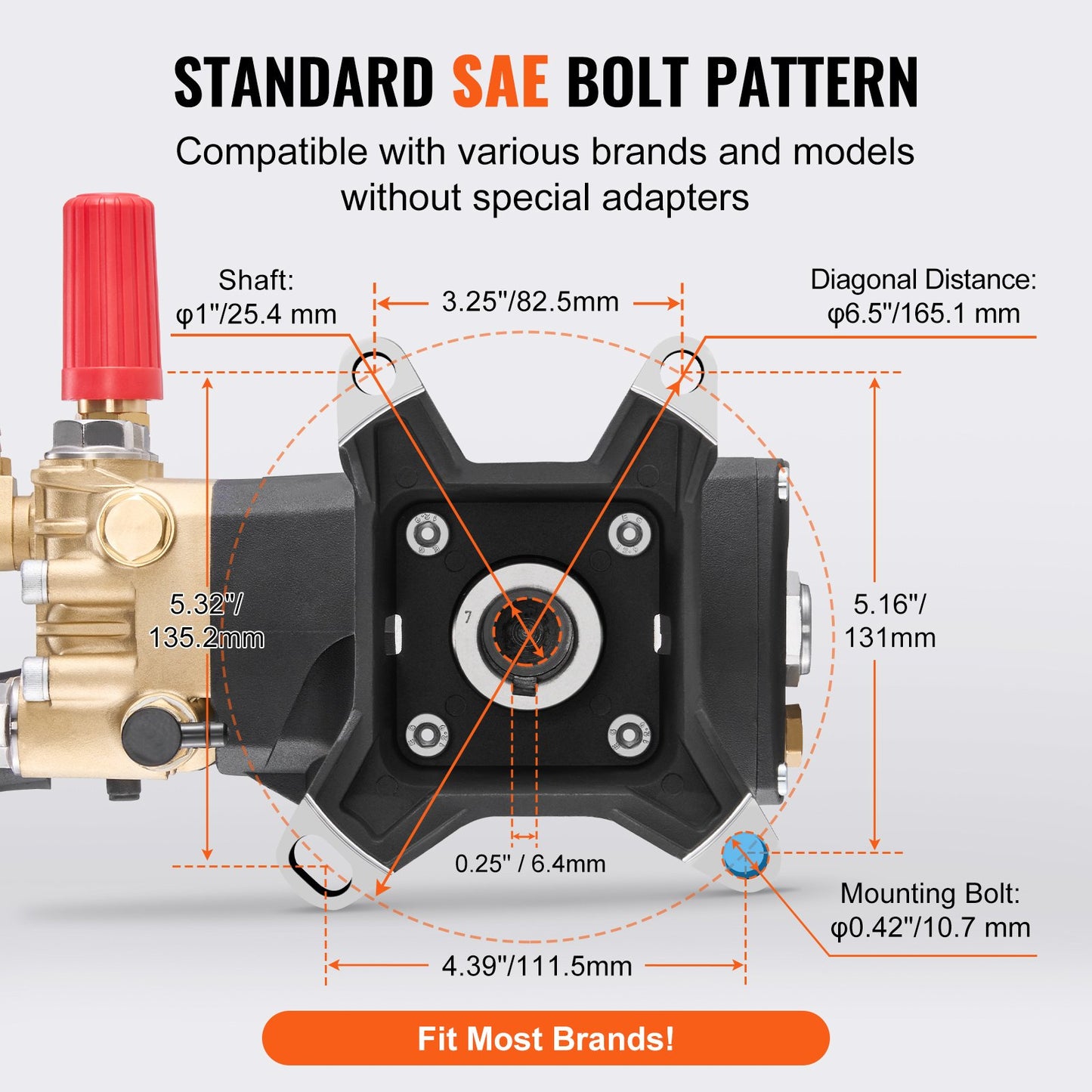 Pressure Washer Pump, 1" Shaft Horizontal Triplex Plunger, 4200 PSI, 4.2GPM, Replacement Power Washer Pumps Kit with 5 Nozzles, Compatible with Simpson MorFlex 40224, 40225, 40226, Santoprene